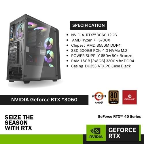 PC RAKITAN PANDORA GAMING BOX - RYZEN 7 5700X - RTX 3060