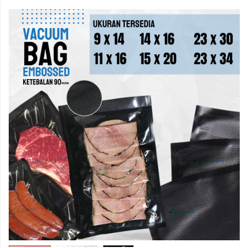 DELKOCHOICE Plastik Vacuum Bag HITAM EMBOSS Vakum BAG Embossed Premium