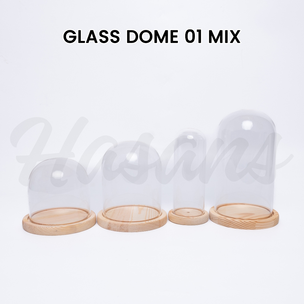 Flower Glass Dome Classic / Kubah Kaca Bunga / Kubah Display Kaca Transparan / Display Dome / Glass 