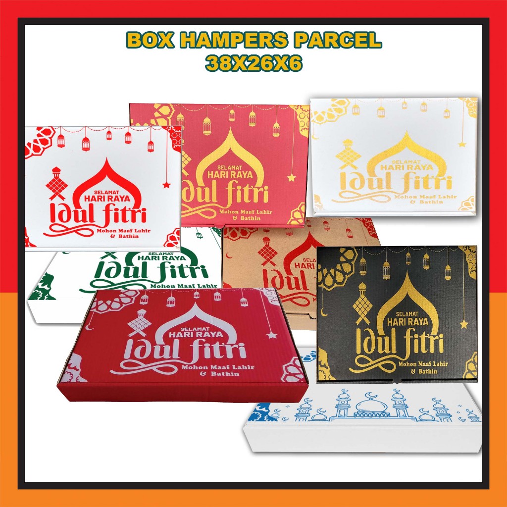 

Box Hampers 38x26x6,5 Cm Parcel Lebaran / Box Hampers Eidul Fitri / Box Kuker 250gr isi 6