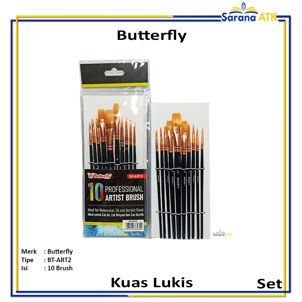 

Butterfly - Paint Brush Kuas Lukis Car Minyak BT-ART2 Set