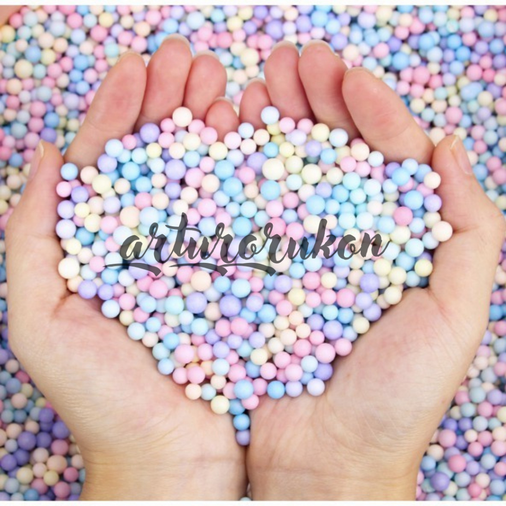 Butiran STEREFOAM/STYROFOAM SALJU|Styrofoam butir warna warni foam slime