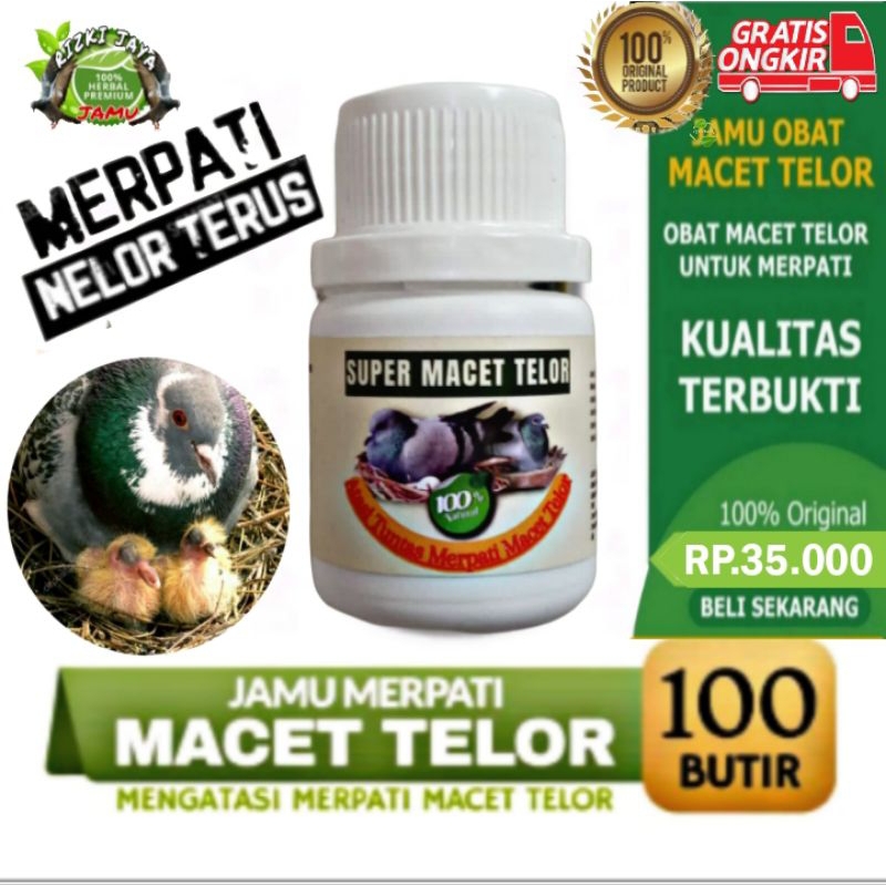 JAMU MERPATI SUPER MACET TELOR ISI 100 pil obat merpati cepat nelor vitamin burung merpati betina sa
