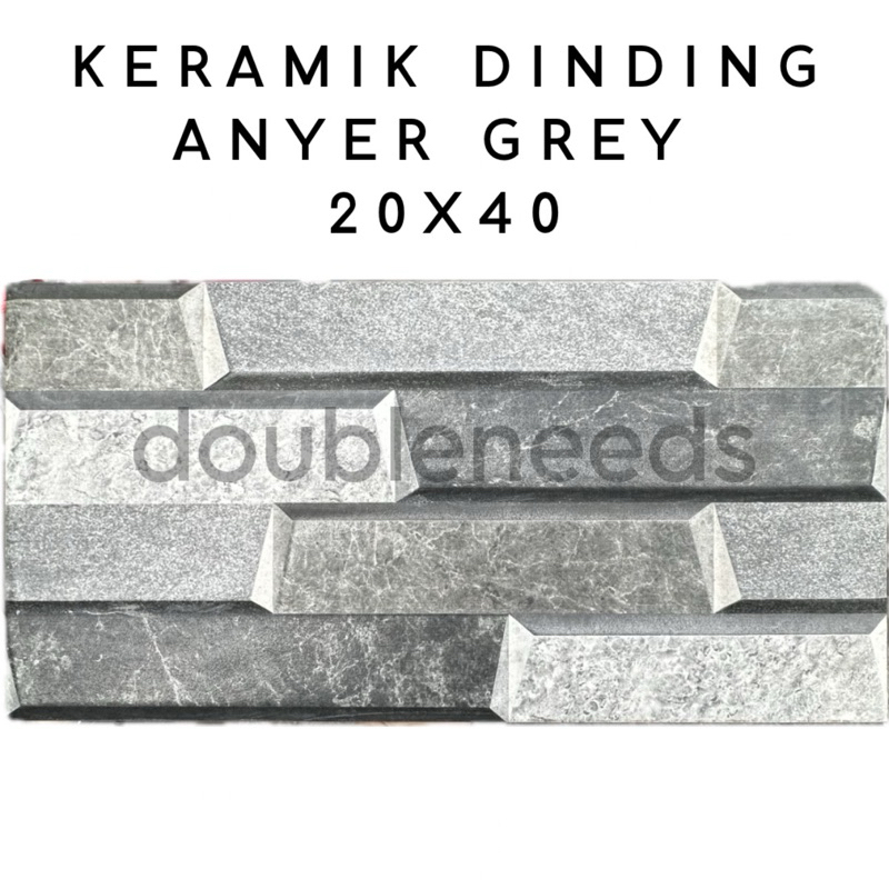 KERAMIK DINDING ANYER GREY 20x40 / KERAMIK DINDING MOTIF BATU / KERAMIK DINDING CENTRO 20x40