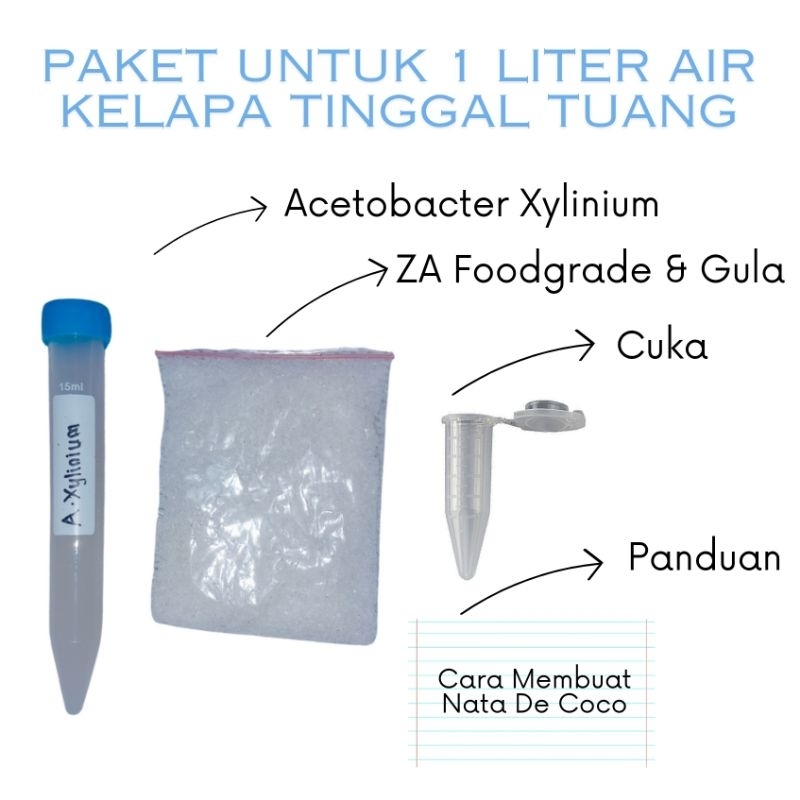 

Starter Nata De coco acetobacter Xylinium + ZA foodgrade + cuka / bibit nata De Coco/ bibit nata De Pina / biang nata De coco