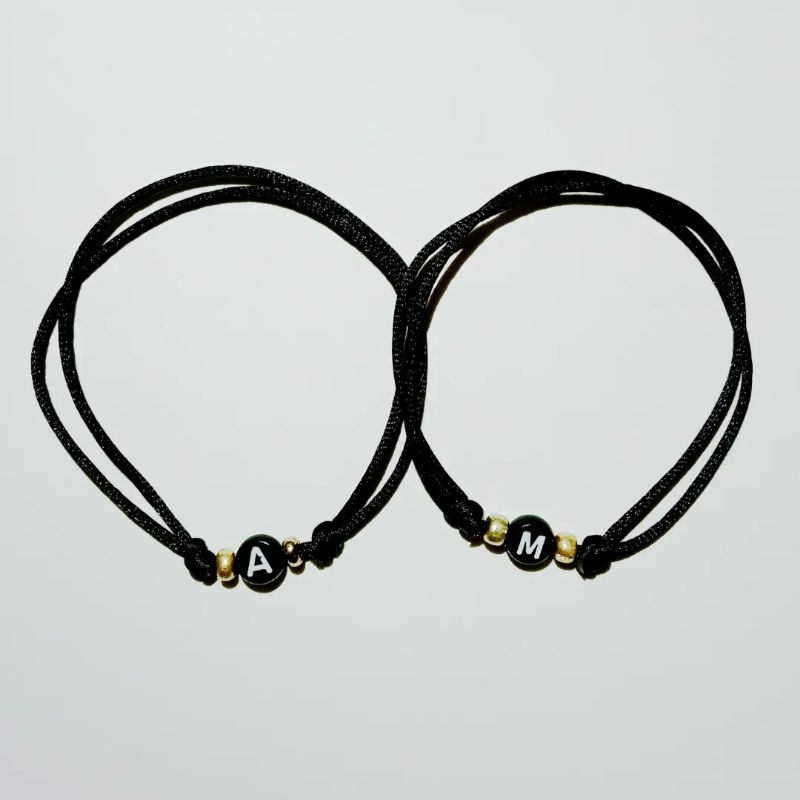 Gelang Inisial Tali Satin 1mm | gelang couple | gelang tali