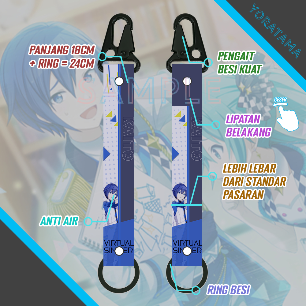 

Gantungan Tali Pendek Kaito Project Sekai, Ganci Lanyard Anime