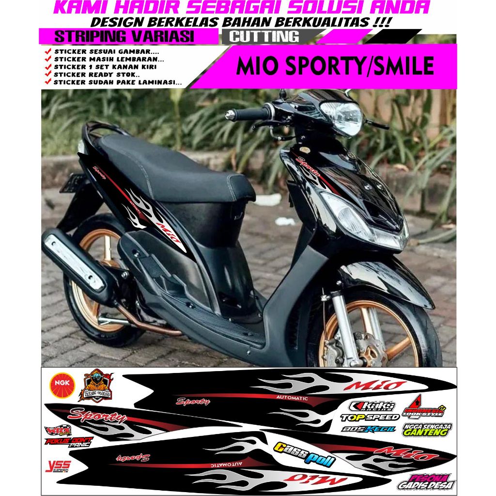 STRIPING VARIASI YAMAHA MIO SPORTY , STICKER API