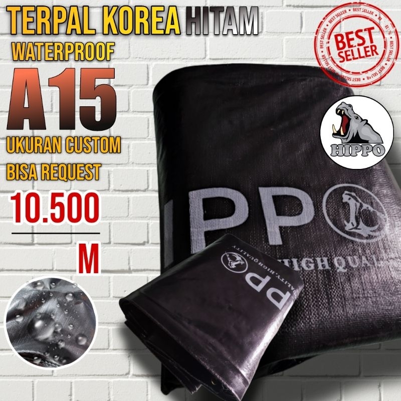 TERPAL KOREA A15 BLACK HITAM UKURAN CUSTOM KUAT TEBAL 2X3 3X4 4x5 4x6