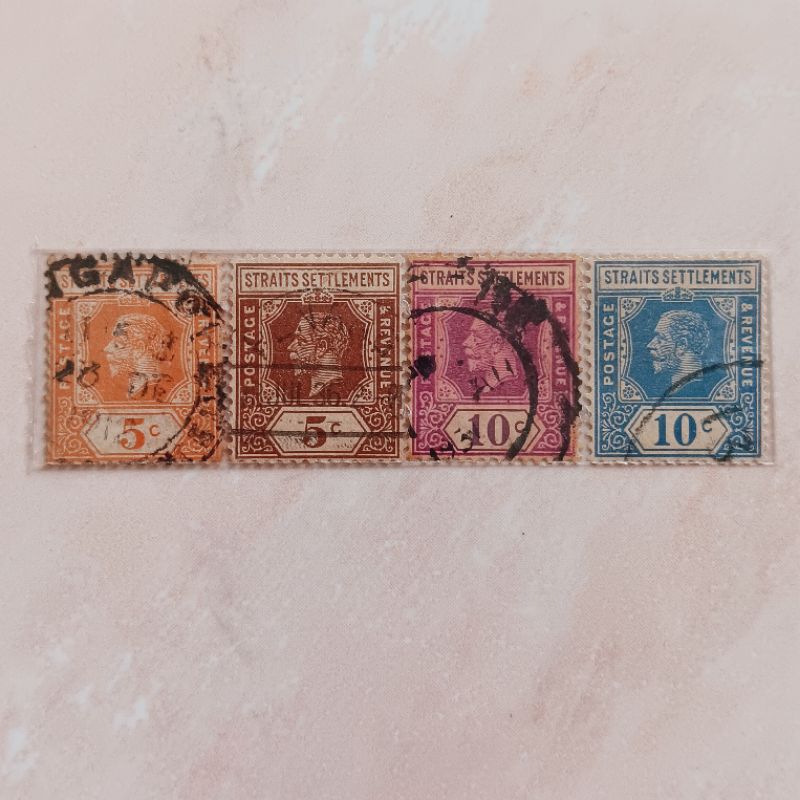 

(AG) Perangko Malaysia (Malaya) 1912 - 1932 King George V Issue Set 4 pcs Used