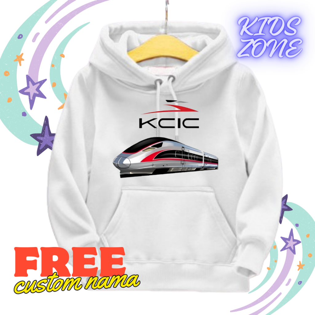 sweater hoodie anak kcic kai kereta api cepat indonesia free cetak nama