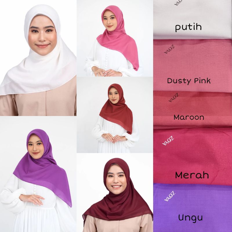 Kerudung Segiempat Polos Hijab Zoya Premium