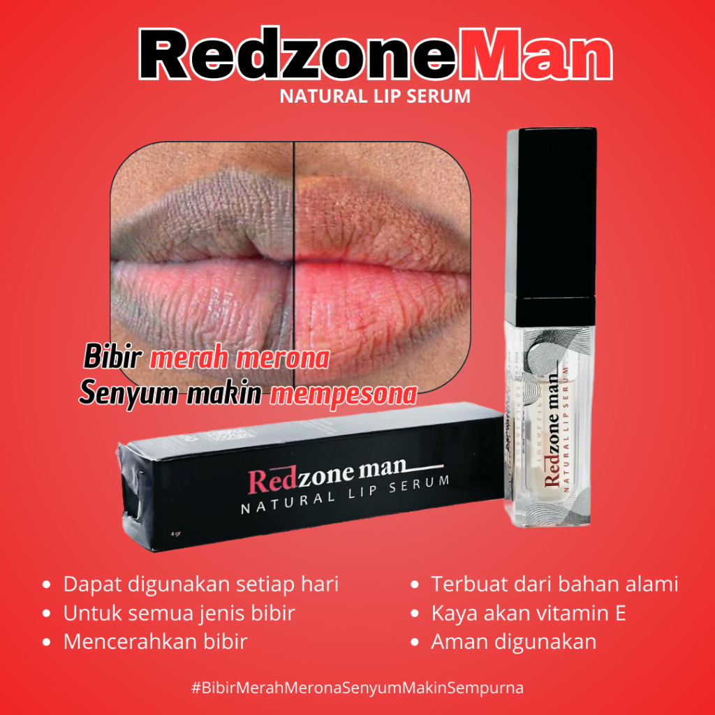 Redzone Man Lip Serum Untuk Mencerahkan Bibir Pria | Melembabkan Bibir Kering Pemerah Bibir Permanen