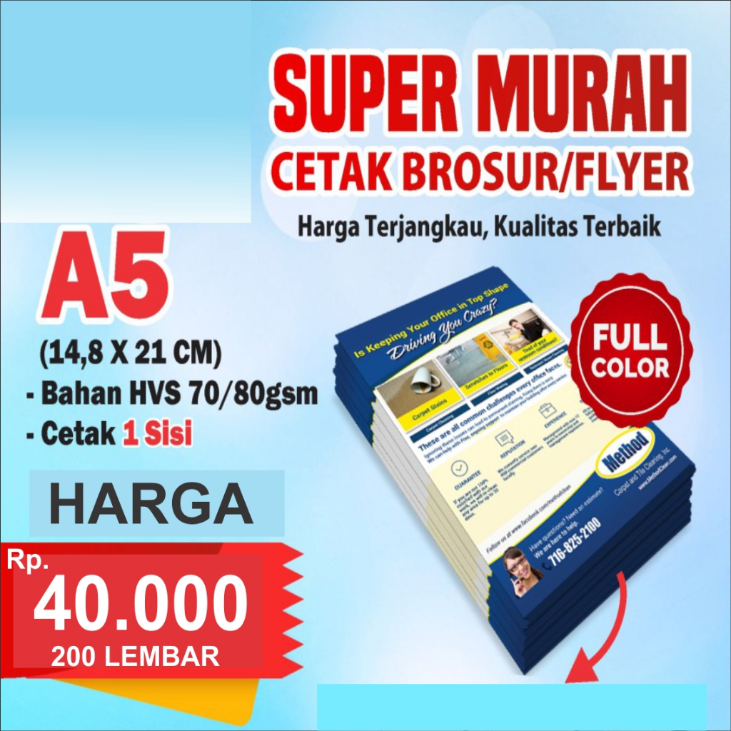 CETAK BROSUR HVS A5, 1 SISI, 2 SISI FULL COLOR 500 LEMBAR