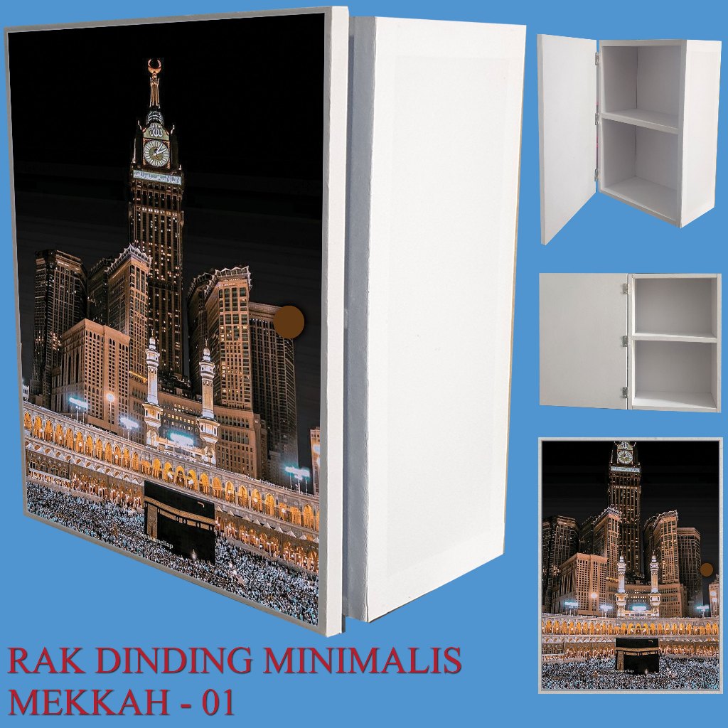 RAK DINDING MURAH MINIMALIS MOTIF MEKKAH /  LEMARI DINDING MINIMALIS / RAK DINDING SERBAGUNA /  BONU