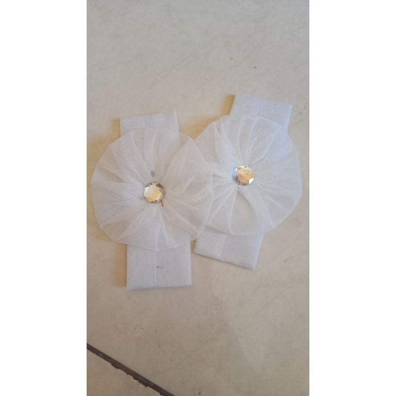 tali gorden polos putih tali bunga mata kristal mewah