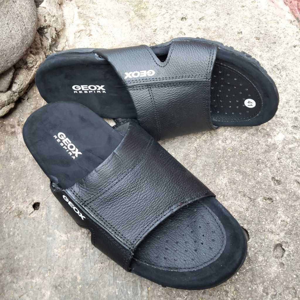 Sandal selop geox kulit asli sendal geox hitam majuolshop