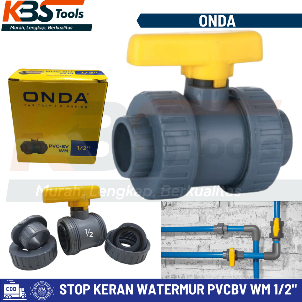 Stop Kran Watermur PVCBV WM 1/2" Inch Ball Valve Keran Water Mur Onda