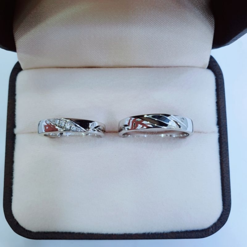 Cincin Pernikahan Emas 10%/Berlian Eropa/Palladium 10% Cincin Lamaran Free Box & Free Ukir Nama