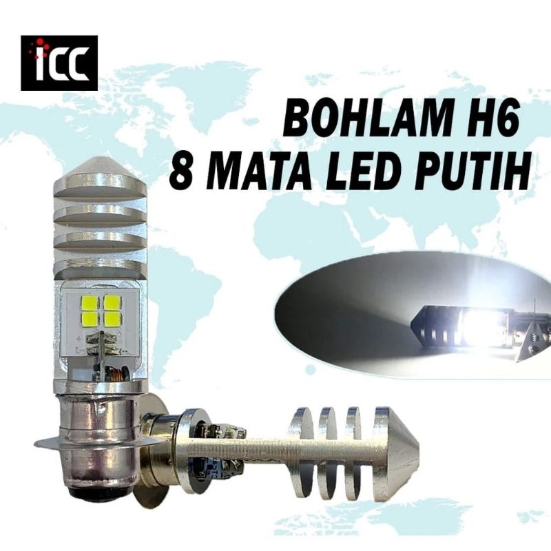 LAMPU UTAMA LED MOTOR H6 8 MATA MATIC BEBEK 12V DC BOHLAM BOLAM BOLVAN BHOLAM BOLA DEPAN MOTOR SOCKE