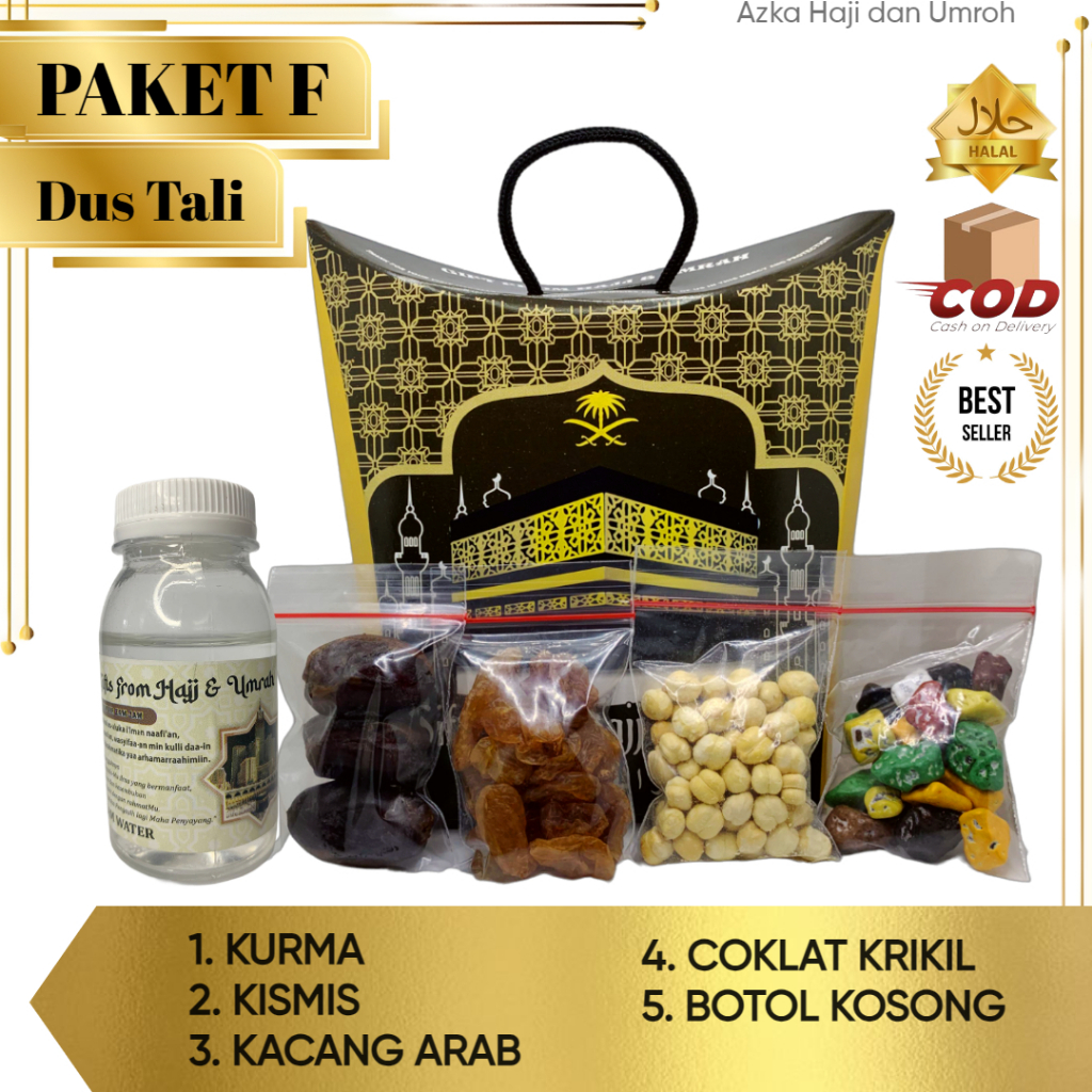 

PAKET F OLEH OLEH HAJI DAN UMROH DUS TALI / DUS KOTAK TANPA AIR ZAM-ZAM