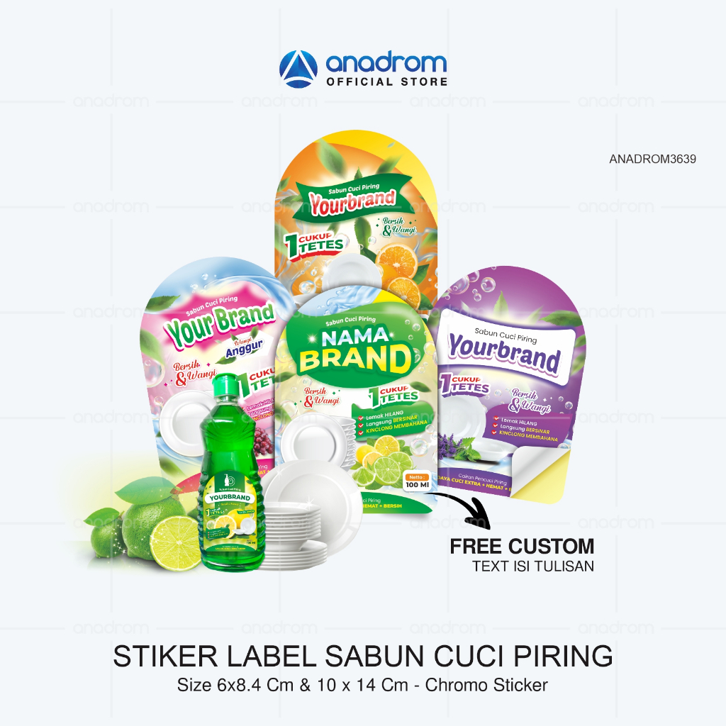 Sticker Kemasan Sabun Cuci Piring | Sticker Label Kemasan Botol Sabun Cuci Piring | Anadrom 3639