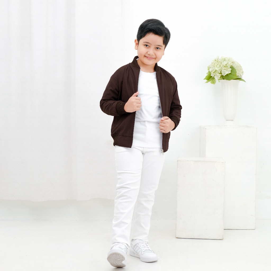 Libra Jaket Bomber Kanvas Anak Laki Laki Umur 2 3 4 5 6 7 8 9 10 11 12 13 Tahun Coklat Brofash Keren