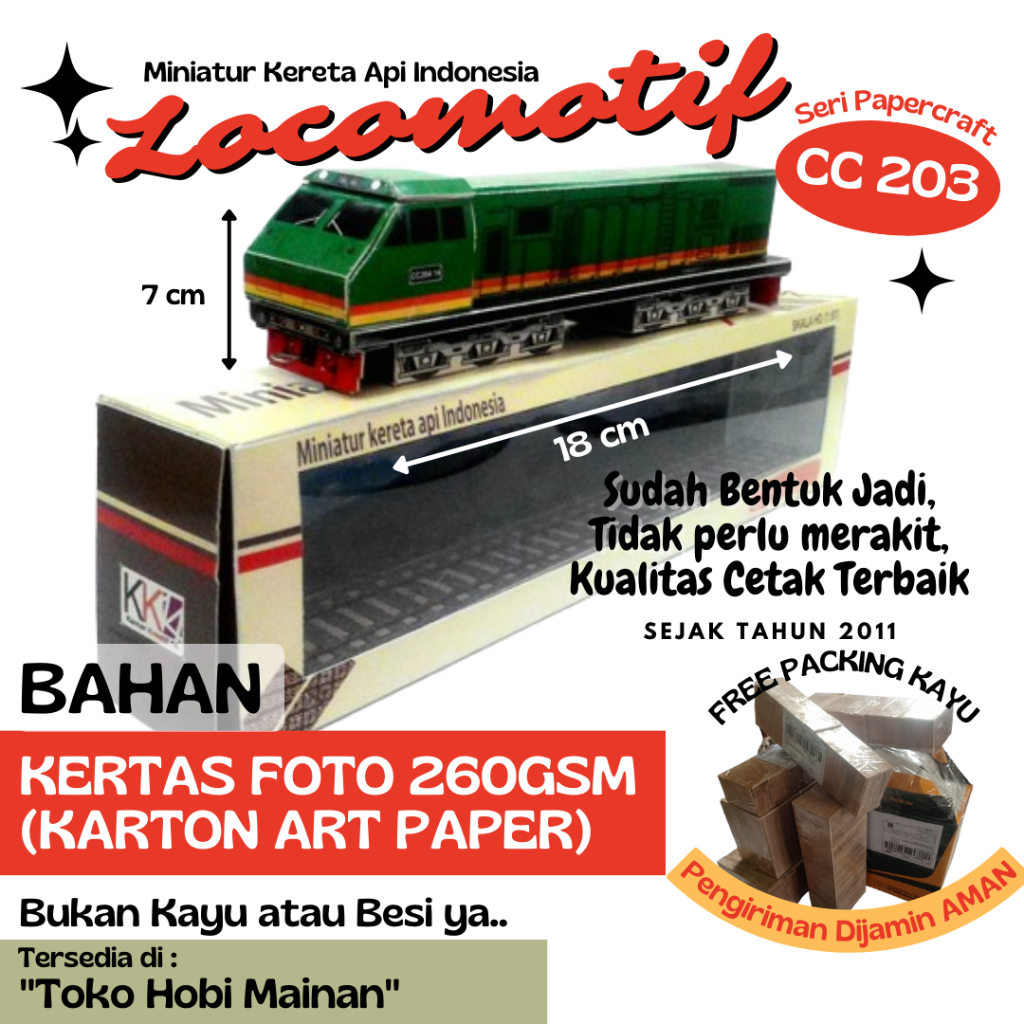 miniatur kereta api indonesia - lokomotif cc203 hijau pt tel