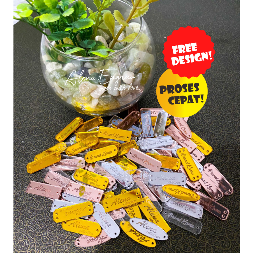 Grosir Label Hijab Akrilik / Label Pakaian Akrilik (3 x 1 cm)