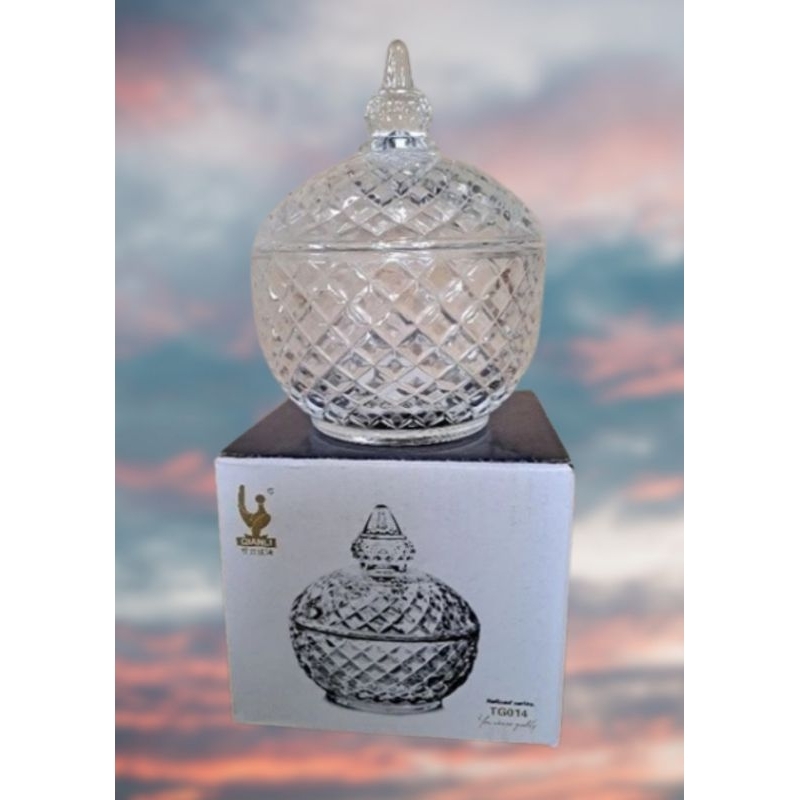 Toples Kaca Kristal  TG014 / crystal jar / souvenir pernikahan / Hampers