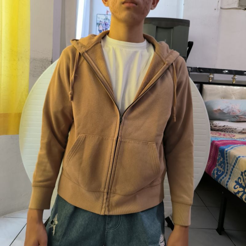 Uniqlo zipper sweat dry Coklat Brown Hoodie
