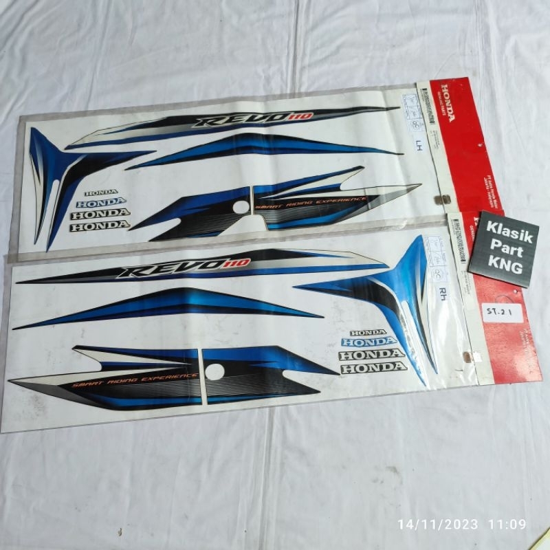 Striping sticker stiker stripe honda Revo 110 absolute K03 hitam biru original AHM