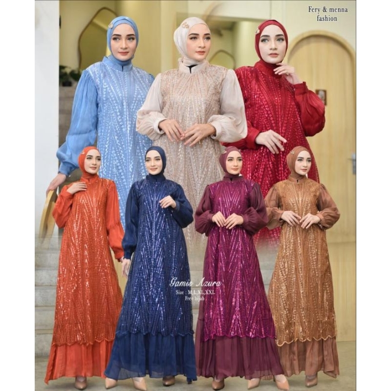 gamis modern azura FM / gamis lebaran / gamis pesta / gamis jumbo / gamis murah / gamis terbaru