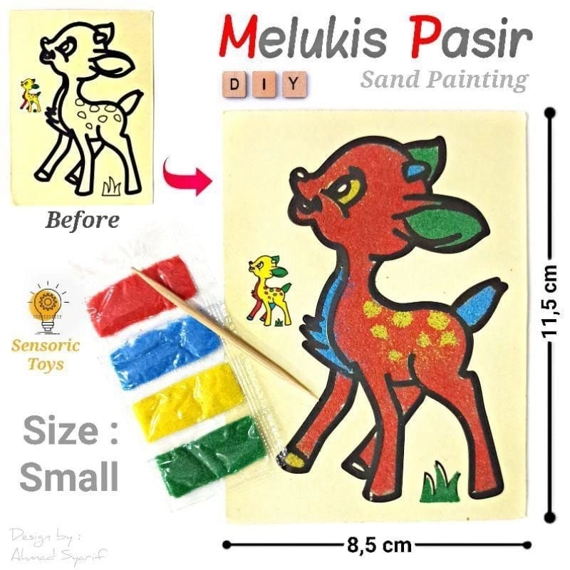 MAINAN ANAK EDUKASI GAMBAR TEMPEL PASIR / LUKISAN PASIR PASIRAN STIKER / SAND PAINTING UKURAN KECIL 