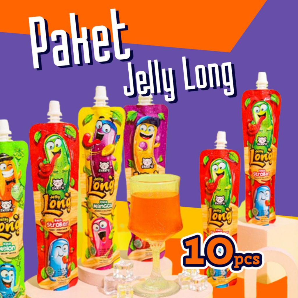 

KIKOYA MINUMAN JELLY LONG ISI 10PCS Anggur Melon Mangga Jeli Puding Food Pudding Fruity Rendah gula Alami Almond