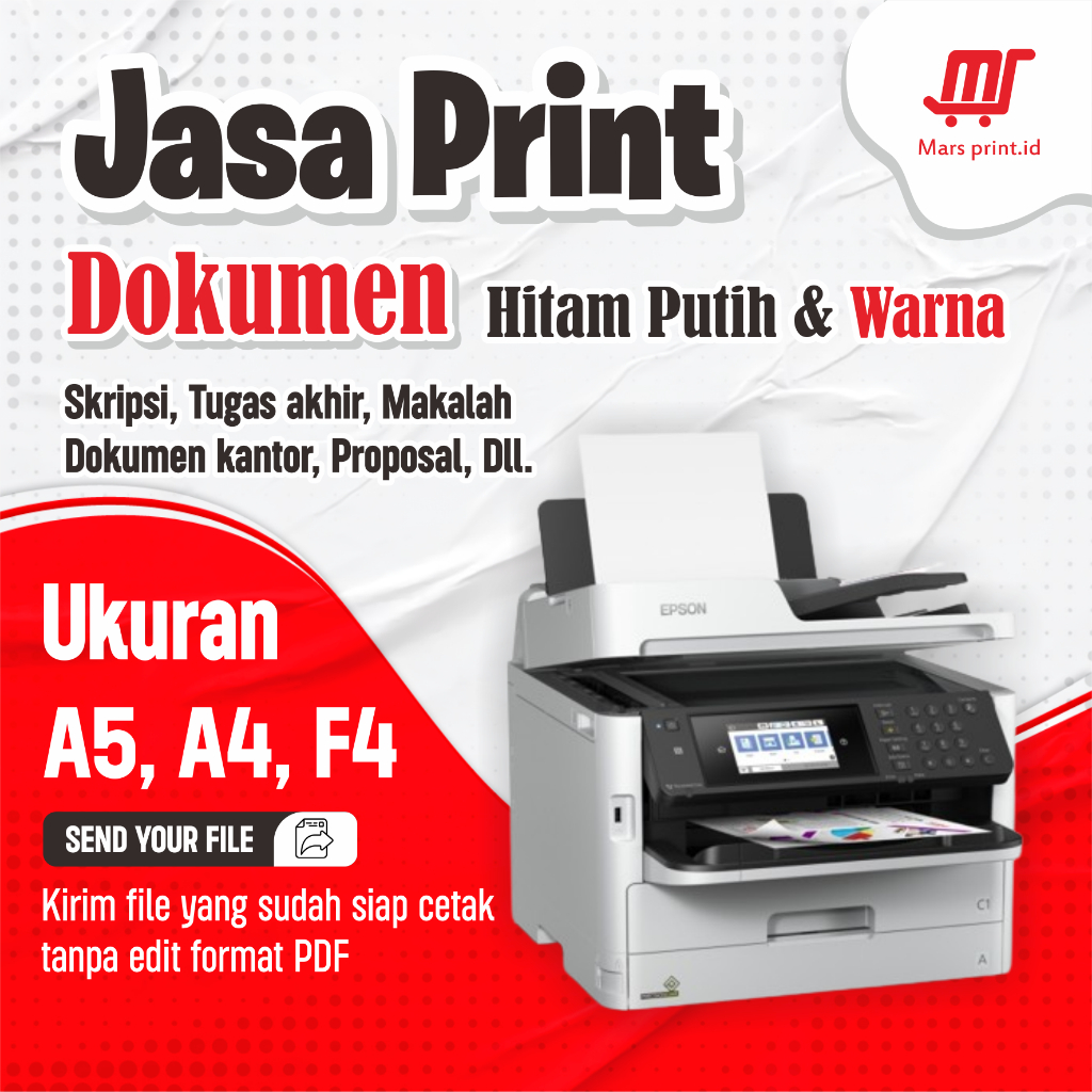 

Print Dokumen A5 A4 F4 Bahan Kertas HVS 75 gsm