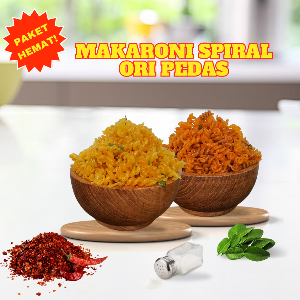 

Paket Hemat Makaroni Spiral Original dan Pedas 500gr