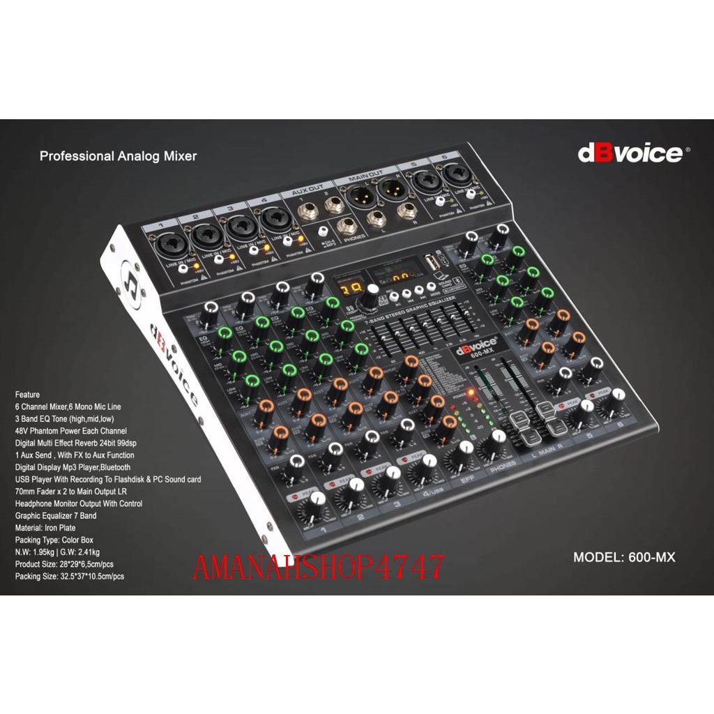 MIXER AUDIO DB VOICE 600 MX MIXER 600MX 6 CHANNEL ORIGINAL DBVOICE 600-MX