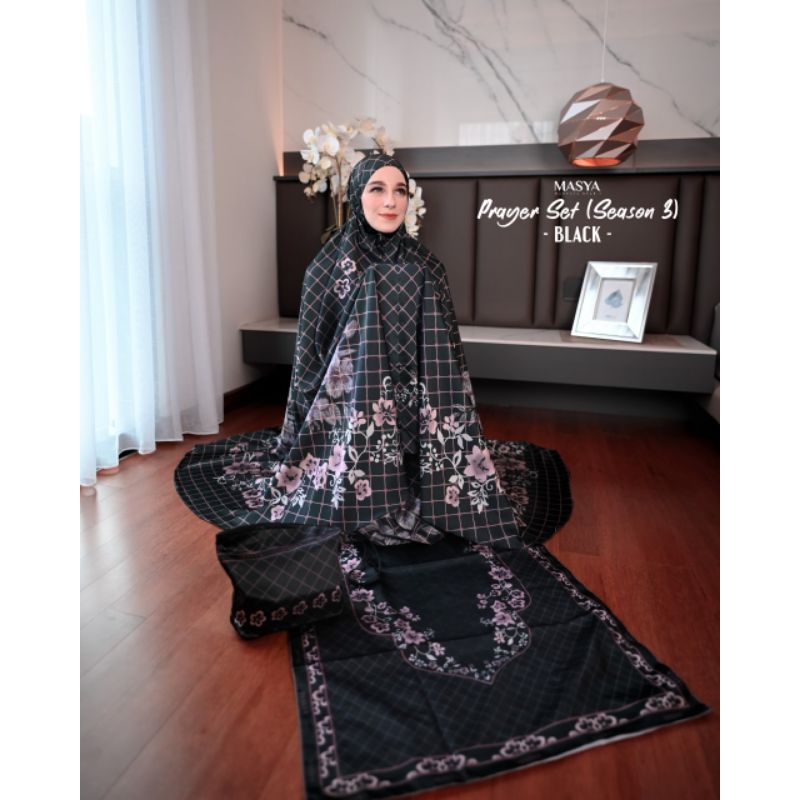 Mukena Mukenah Mewah Prayer Set Armani Silk Warna Putih - Hitam - Taro - Broken White - Biru Muda - 