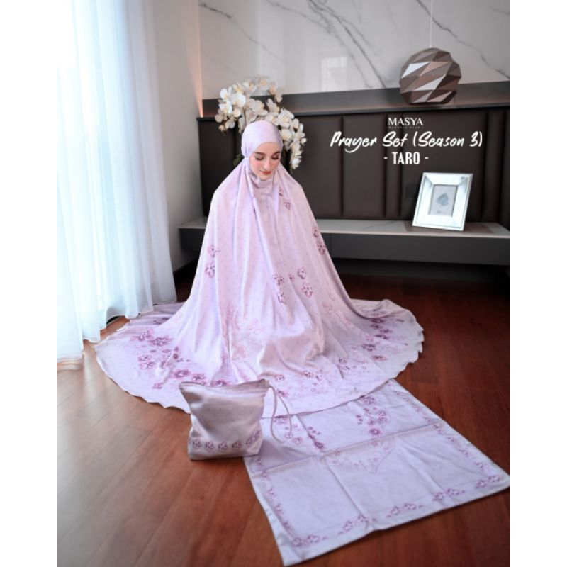 Mukena Mukenah Mewah Prayer Set Armani Silk Warna Putih - Hitam - Taro - Broken White - Biru Muda - 