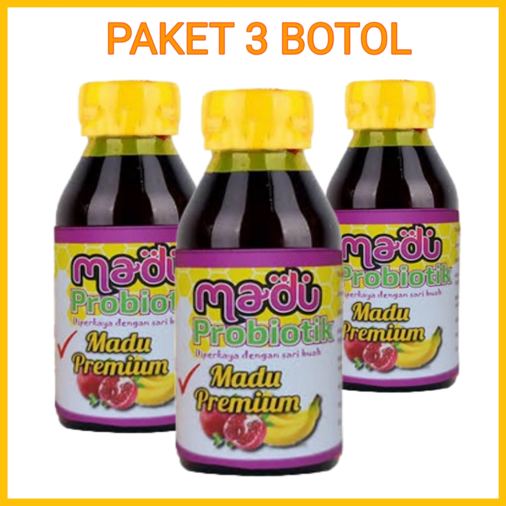 

[ PAKET 3 Botol ] Gholiban Madu Probiotik | Madu Premium Dengan Sari Buah 150gr