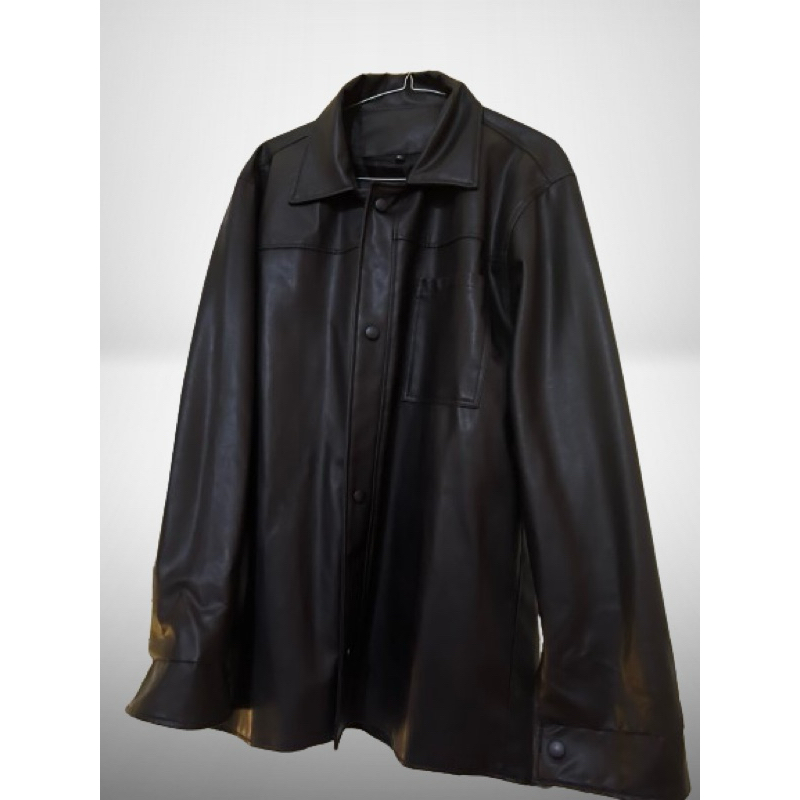 PRELOVED Jaket Wanita Model Oversize Kemeja Blazer Bahan Semi Kulit Sintetis Viena Import PU Faux Sy