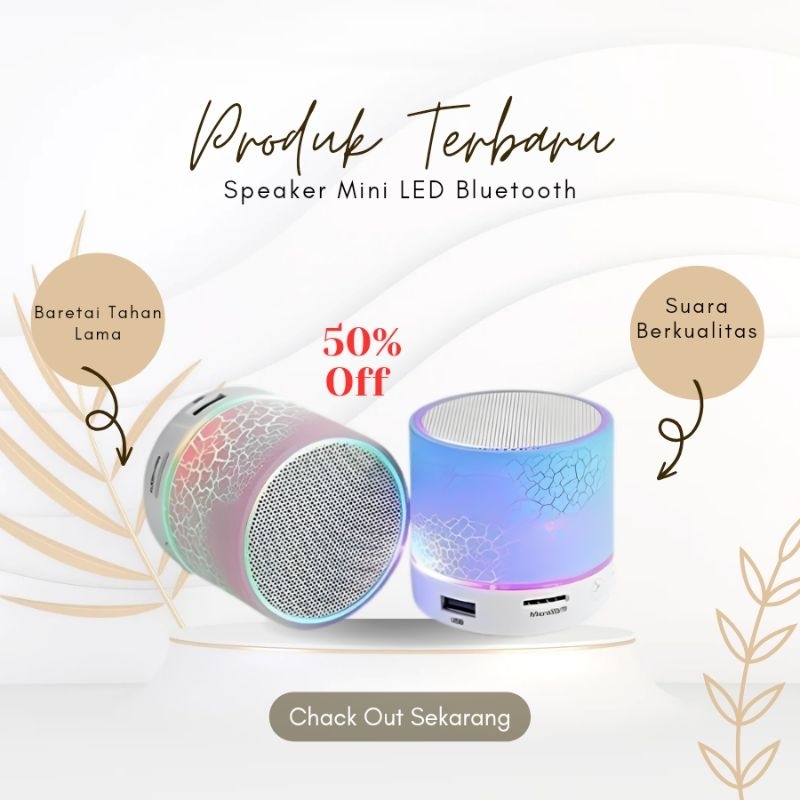 BEST Speaker Mini LED Bluetooth Handphone HP Warna Warni