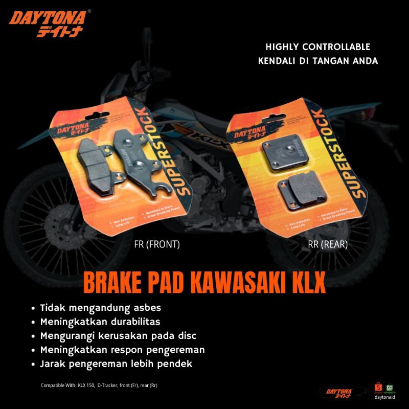 KAMPAS REM KLX 150 DEPAN BELAKANG DAYTONA KLX 150 DTRACKER 150 ORIGINAL DAYTONA KAMPAS REM