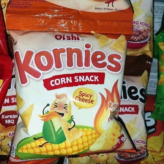 

Oishi Kornies / Corn Snack Korean / Snack Jagung Varian Rasa Spicy Cheese Keju Pedas rentengan