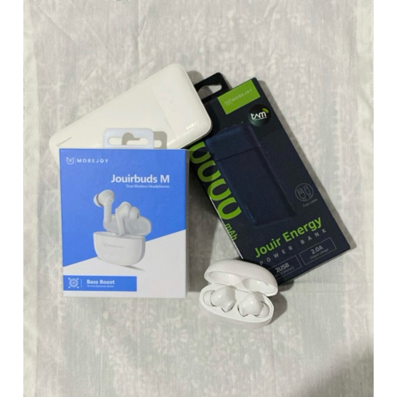Paket bundling 1 Tws Morejoy & Powerbank Morejoy