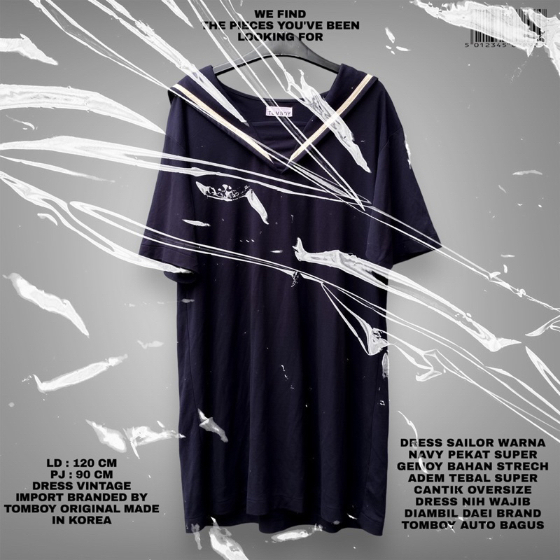 TOMBOY ORIGINAL/DRESS SAILOR/KOREAN DRESS/IMPORT DRESS/NAVY DRESS/KOREAN LOOK/KOREAN STYLE/OVERSIZE 