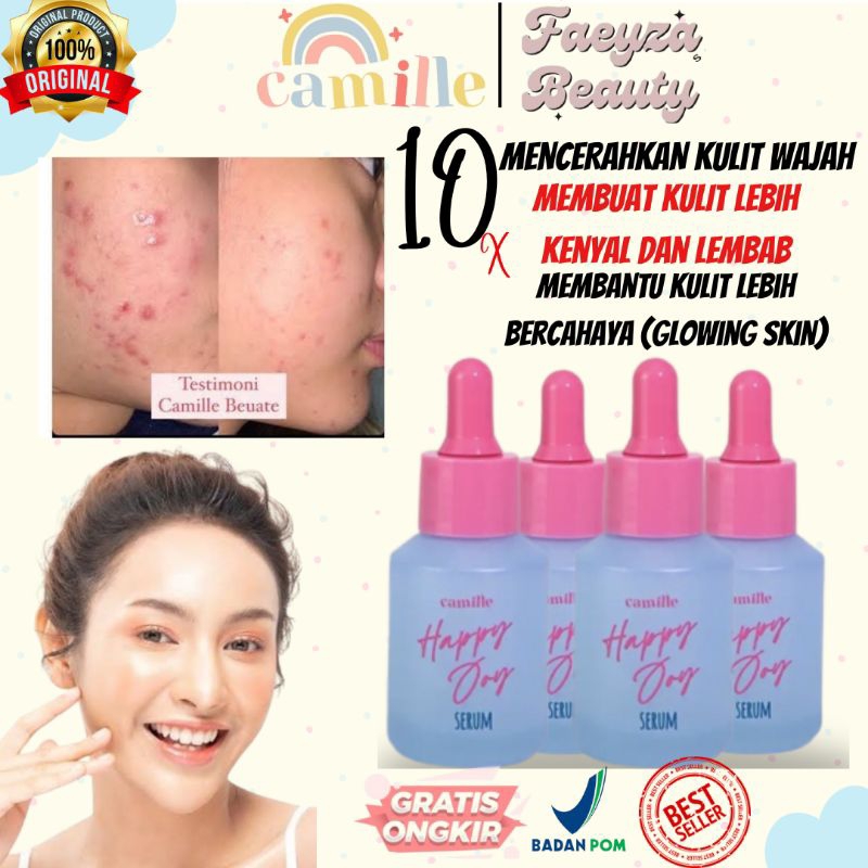 CAMILLE BEAUTY OFFICIAL STORE HAPPY JOY SERUM MELEMBABKAN WAJAH MENCERAHKAN KULIT SERUM, BY CAMILLE 