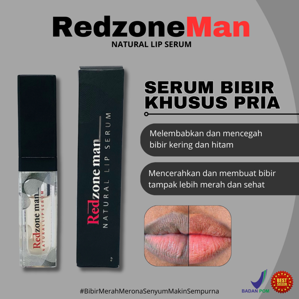 Redzone Man Melembabkan Bibir Kering Pemerah Bibir Permanen | Lip Serum Untuk Mencerahkan Bibir Pria