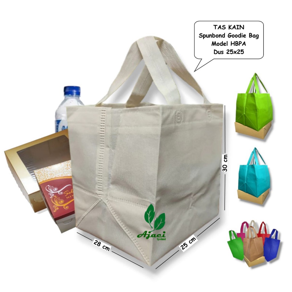 Goodie Bag HBPA Dus Nasi Kotak 25x25 Tas Kain Spunbond Kantong Belanja Mika Kue Serut Hampers Souven